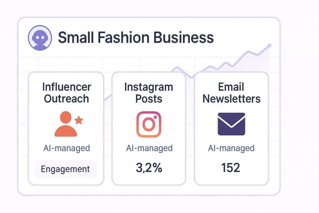 Dashboard showing a clothing brand’s marketing handled by agentic AI